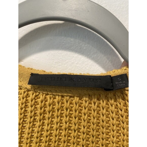 Jenni Kayne Mustard Color Cabin Cable Knit Fisherman Sweater Organic Cotton Sz S - Picture 6 of 9